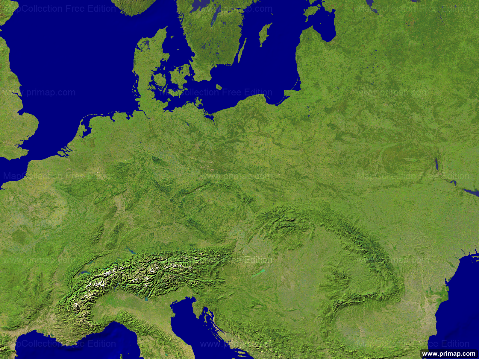 Карта рельефа Европы